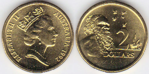 1992 Australia $2 (Aboriginal) chUnc A001573